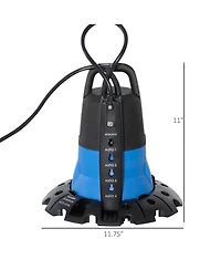 Outsunny Pool Cover Pump Water Removal Pump w/ Hose Adapter, 1050 Gph,
