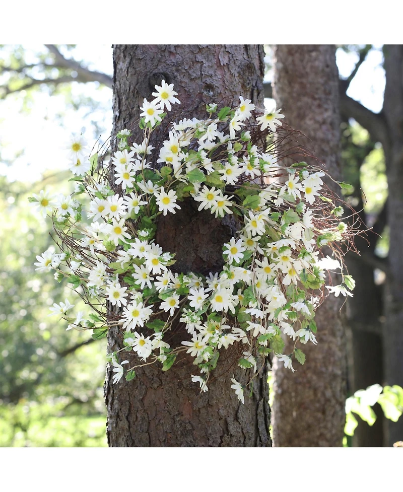 Elegant Daisy Blossom Wreath 18 Inch Handcrafted Floral Door Wreath, Ideal for Indoor or Outdoor Display