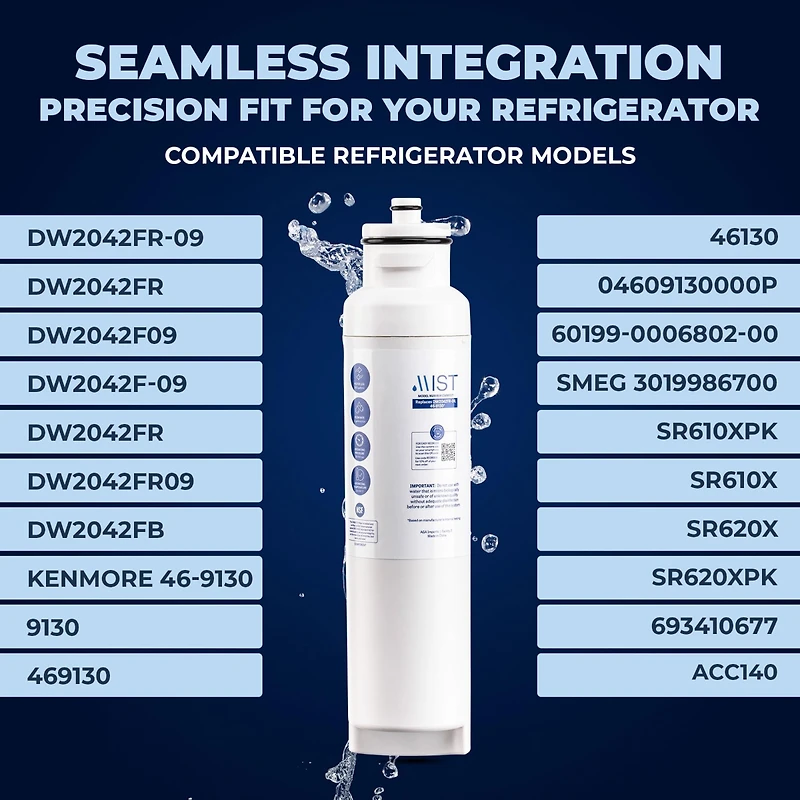 Mist DW2042FR-09 Water Filter Replacement for Daewoo, Refrigerator Water Filter Compatible with DW2042FR, Aqua Crystal DW2042F-09