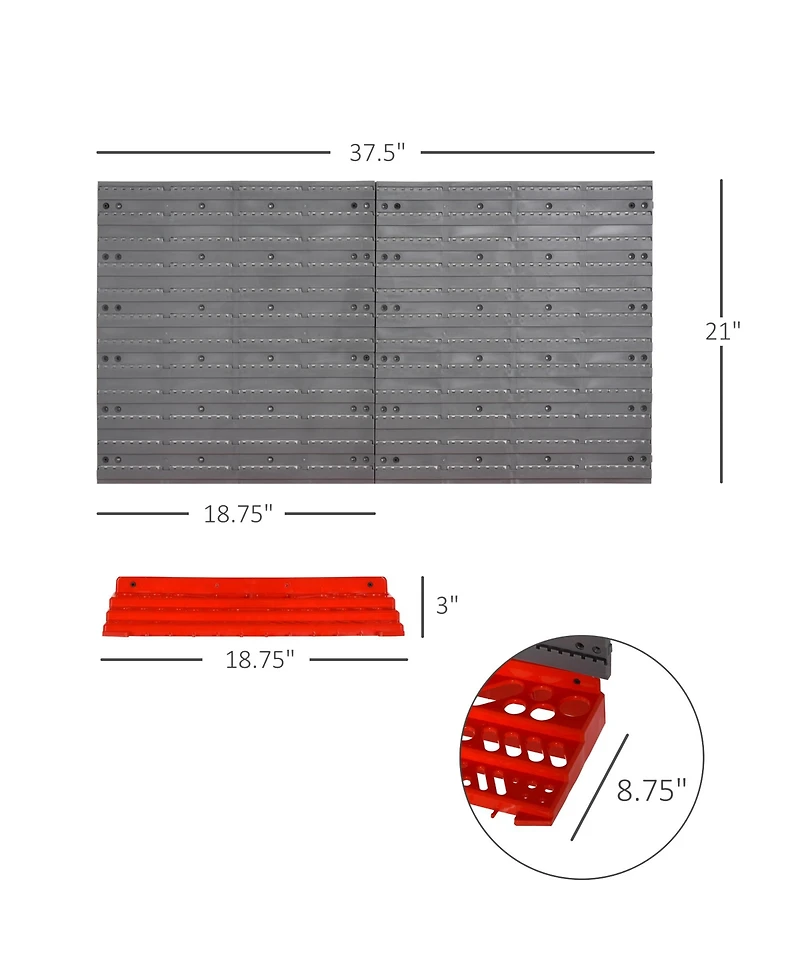 Durhand 54 Piece Pegboard and Shelf Tool Organizer Wall Mounted Garage Storage