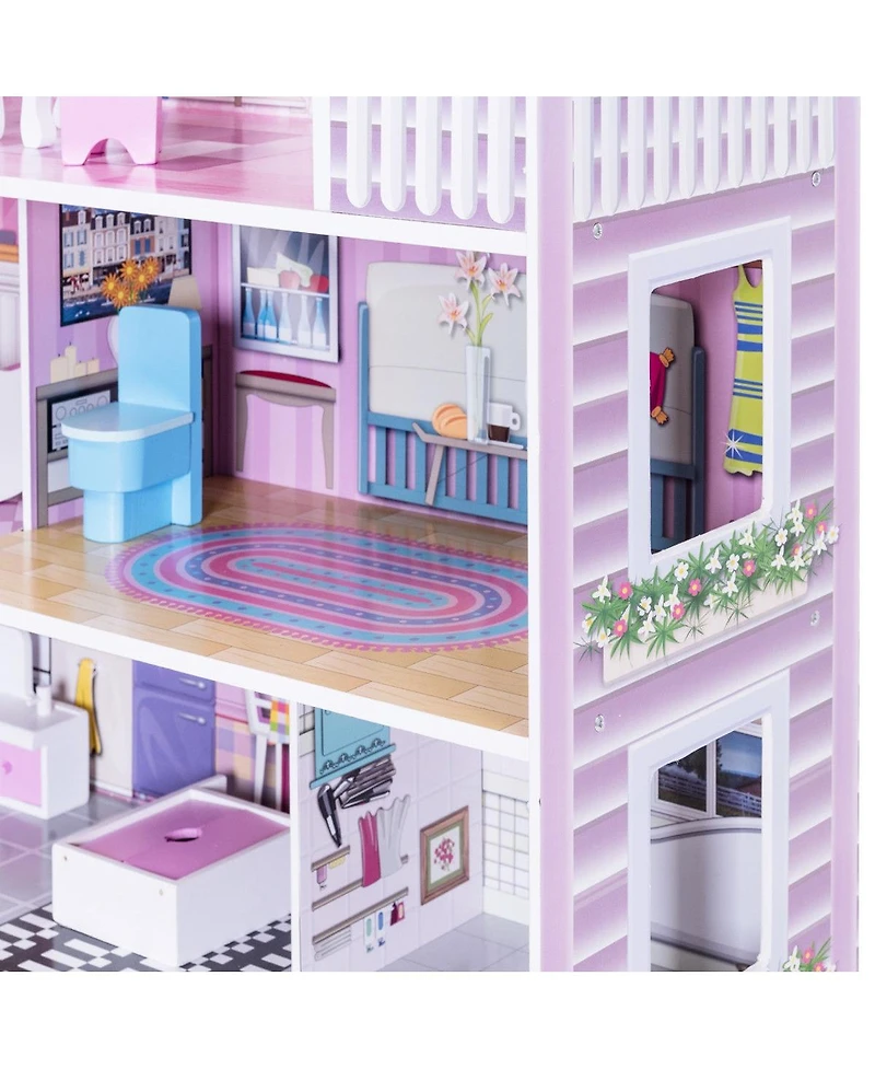 28 Inch Pink Dollhouse with Furniture