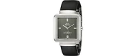 Gino Franco Men's Square Stainless Steel Case and Rubber Strap Watch