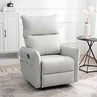 Simplie Fun Modern Gray Swivel Recliner Chair with Side Pocket