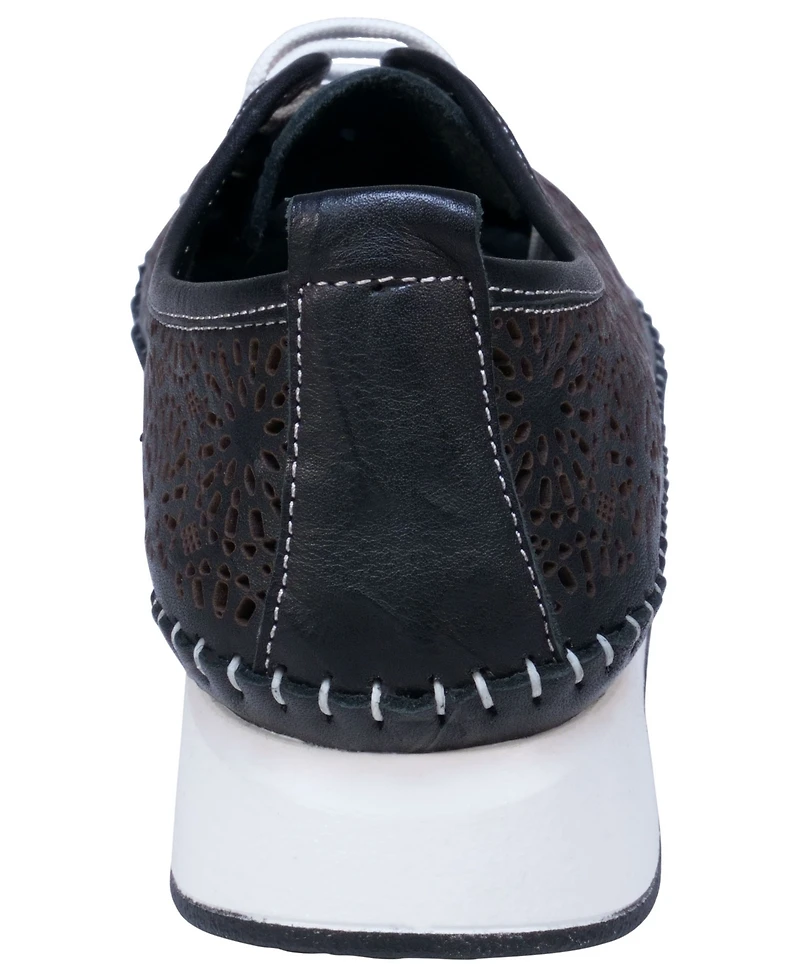 Cools 21 Women's Sarto Perforated Leather Lace Up Platform Sneakers