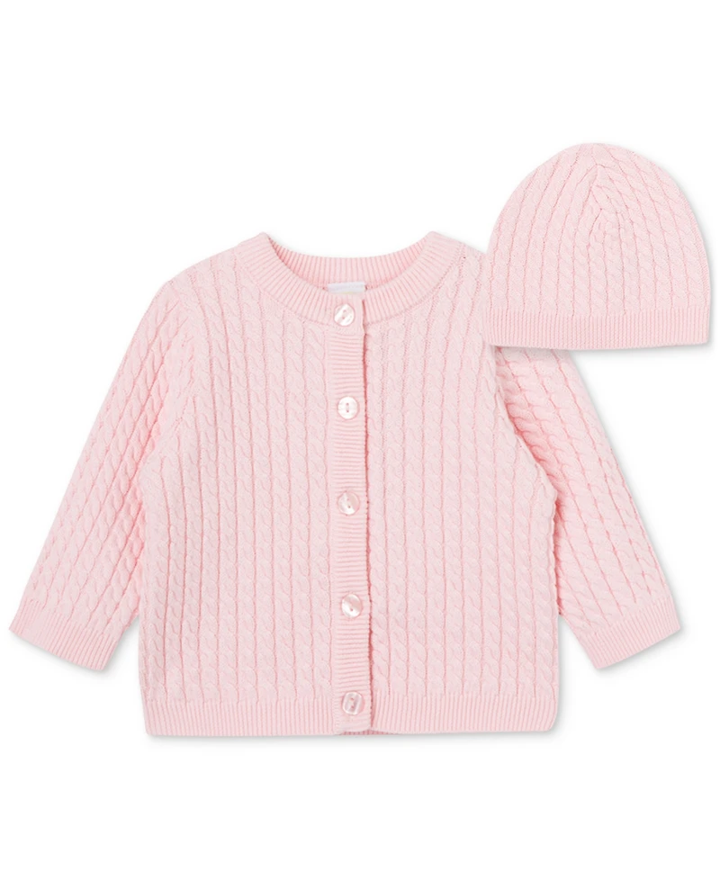 Little Me Baby Cotton Cable-Knit Cardigan & Matching Hat, 2 Piece Set