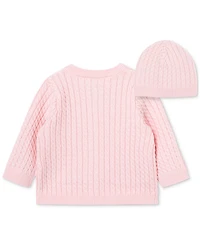 Little Me Baby Cotton Cable-Knit Cardigan & Matching Hat, 2 Piece Set