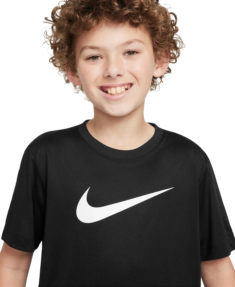 Nike Big Kids' Legend Swoosh-Logo Crewneck Dri-fit T-Shirt