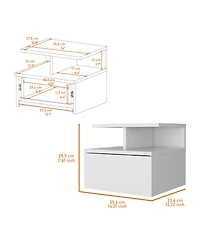 Fm Furniture Augusta Floating Nightstand with 2-Tier Shelf and 1-Drawer