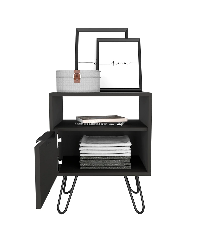Fm Furniture Vienna Nightstand, Shelves, Hairpin Legs
