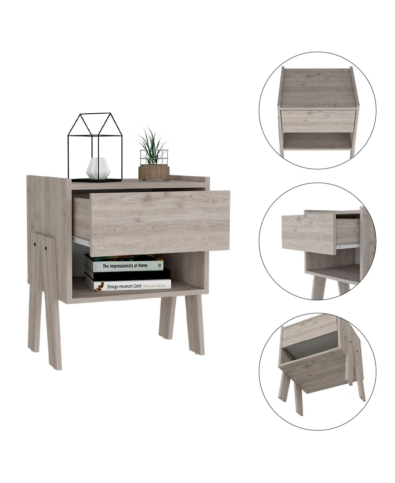 Fm Furniture Hyacinth Nightstand, One Drawer, Open Shelf