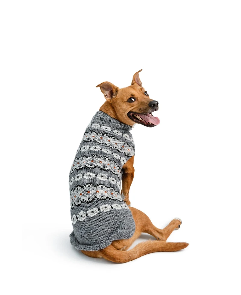 Chilly Dog Silver Alpaca Fairisle Dog Sweater