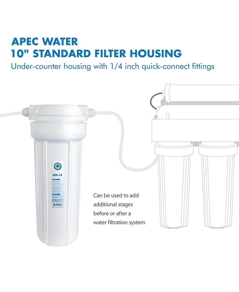 Apec Water Systems Apec 10" White Standard Filter Housing with 1/4" John Guest Fittings