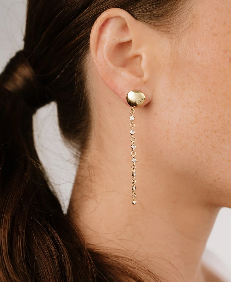 Ettika Polished Pebble Linear Crystal Chain Drop Earrings