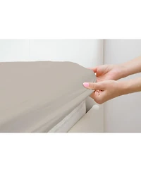 100% Premium Cotton Fitted Sheet - Soft and Breatheable 200 Thread Count 33 Inch Stone