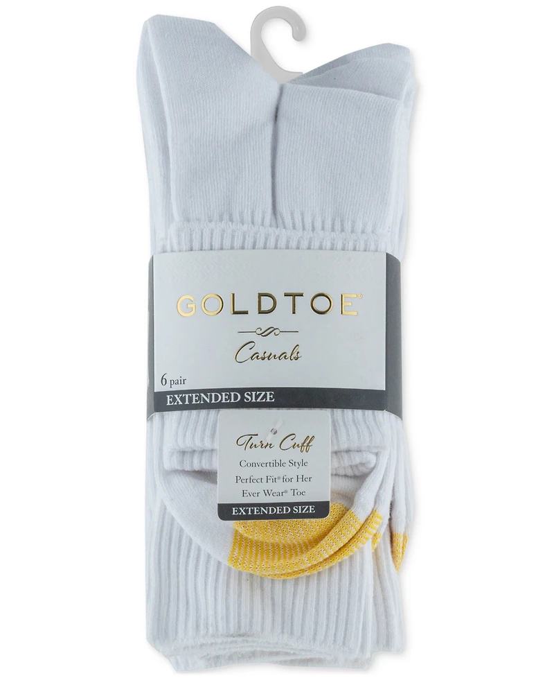Gold Toe Women's 6-Pack Casual Turn Cuff Socks