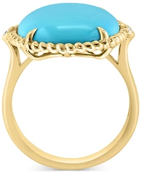 Effy Turquoise & Diamond Accent Rope Frame Statement Ring in 14k Gold