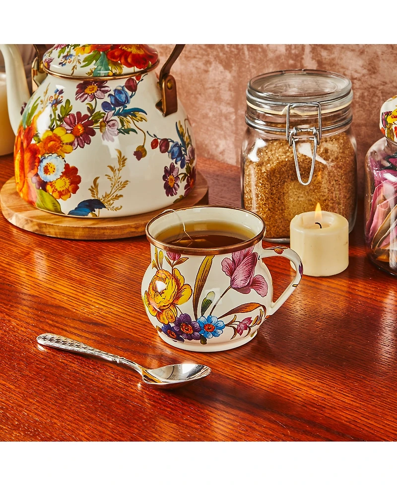 Mackenzie-Childs White Flower Market Mug