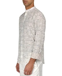 Brooklyn Brigade Men's Moisture-Wicking Abstract leaf-Print Button-Down Mandarin Shirt