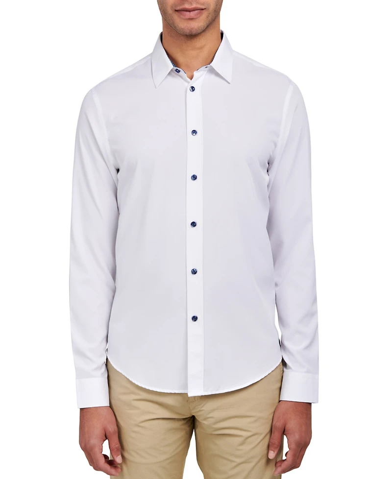 Brooklyn Brigade Men's Dante Non-Iron Performance Stretch Moisture-Wicking Solid Button-Down Shirt