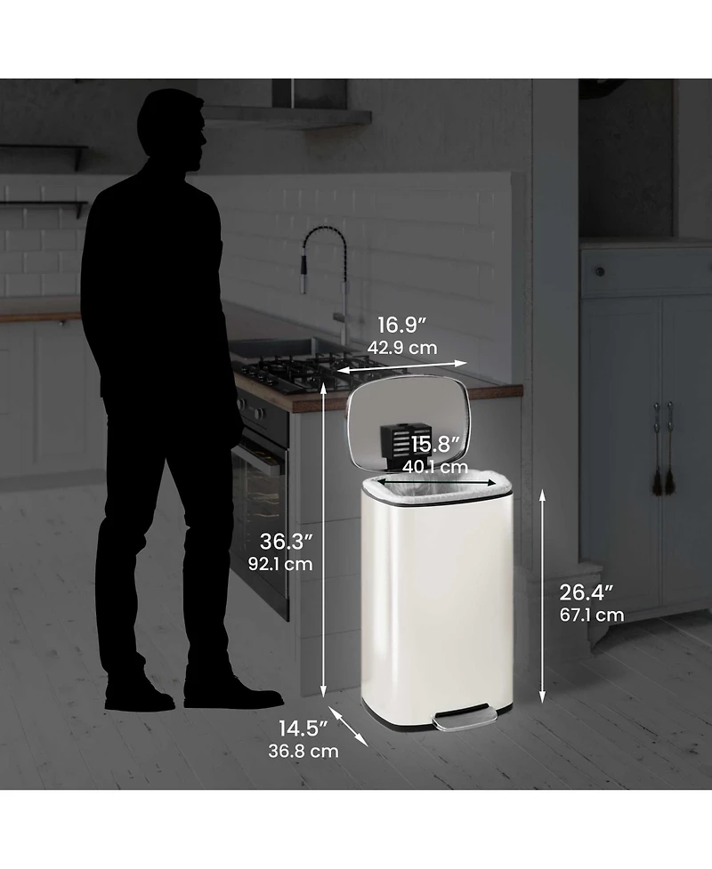 iTouchless SoftStep Stainless Steel Step Trash Can with AbsorbX Odor Filter and Removable Inner Bucket 13.2 Gallon