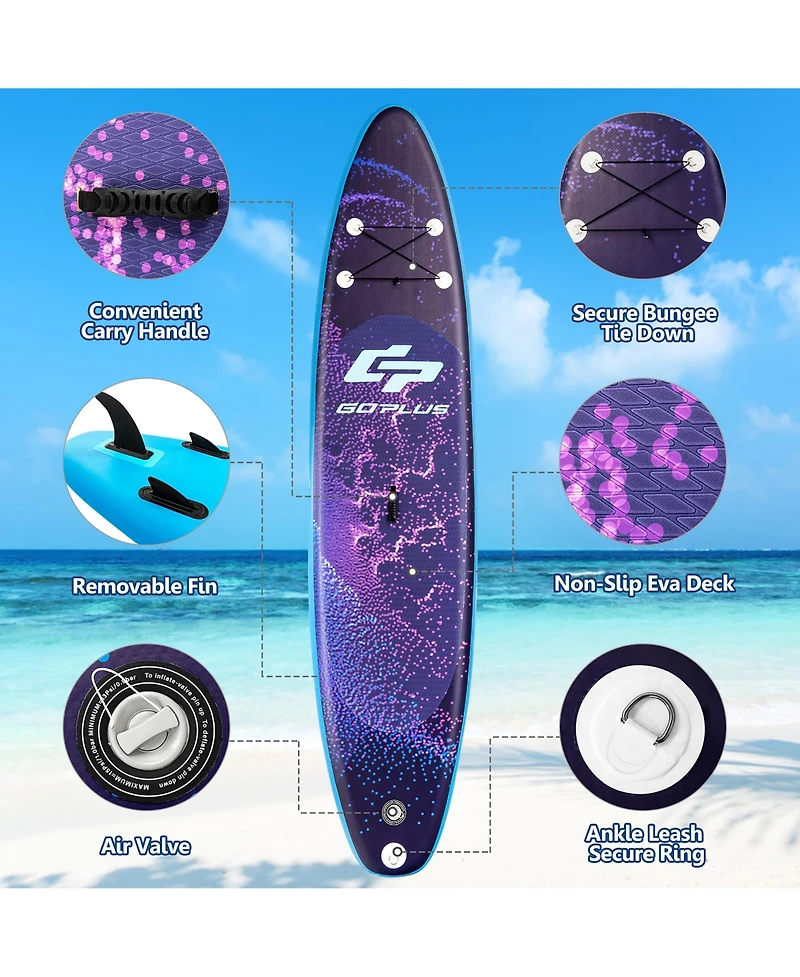 Costway Inflatable Stand Up Paddle Board Surfboard W/Bag Aluminum Paddle