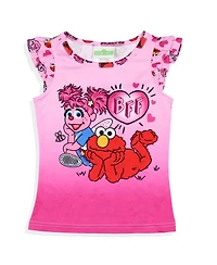 Sesame Street Toddler Girls Bff Elmo Abby Cadabby Cap Sleeve Pajama 2-Piece Set