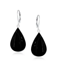 Bling Jewelry Large Iridescent Shell Stone Pear Shaped Teardrop Dangle Lever back Earrings Sterling Silver
