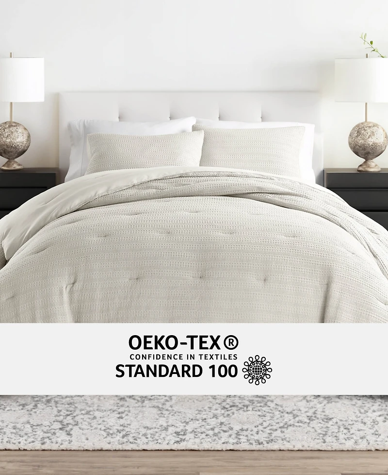 ienjoy Home Waffle Textured 3-Piece Comforter Set