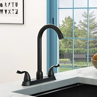 Kitchen Sink Faucet With 2 Handles, 3-Hole Installation, Matte