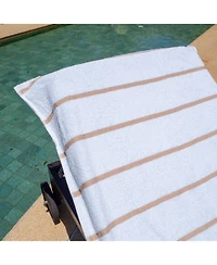 Arkwright Home Chaise Lounge Cover (Pack of 2, 30x85 in.), Cotton Terry Towel with Pocket to Fit Outdoor Pool or Chair, White Colored Stri