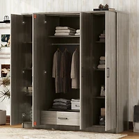 Streamdale Furniture 4-Door Wardrobe with 1 Drawer, Gray