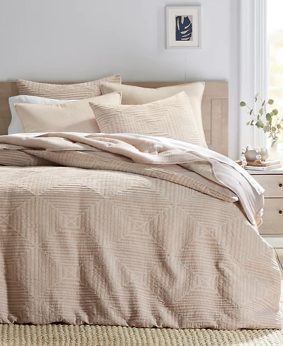 Last Act! Oake Concentric Square Matelasse 3-Pc. Duvet Cover Set, King, Exclusively at Macy's