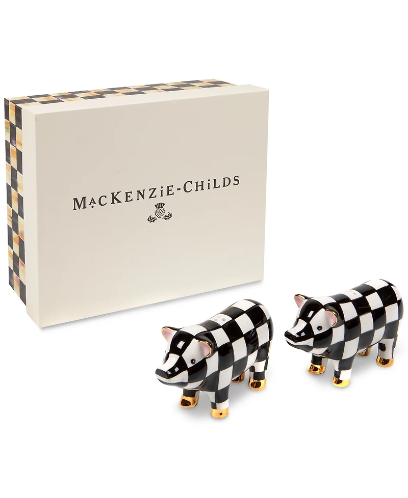 Mackenzie-Childs Courtly Check Pig Salt & Pepper Set
