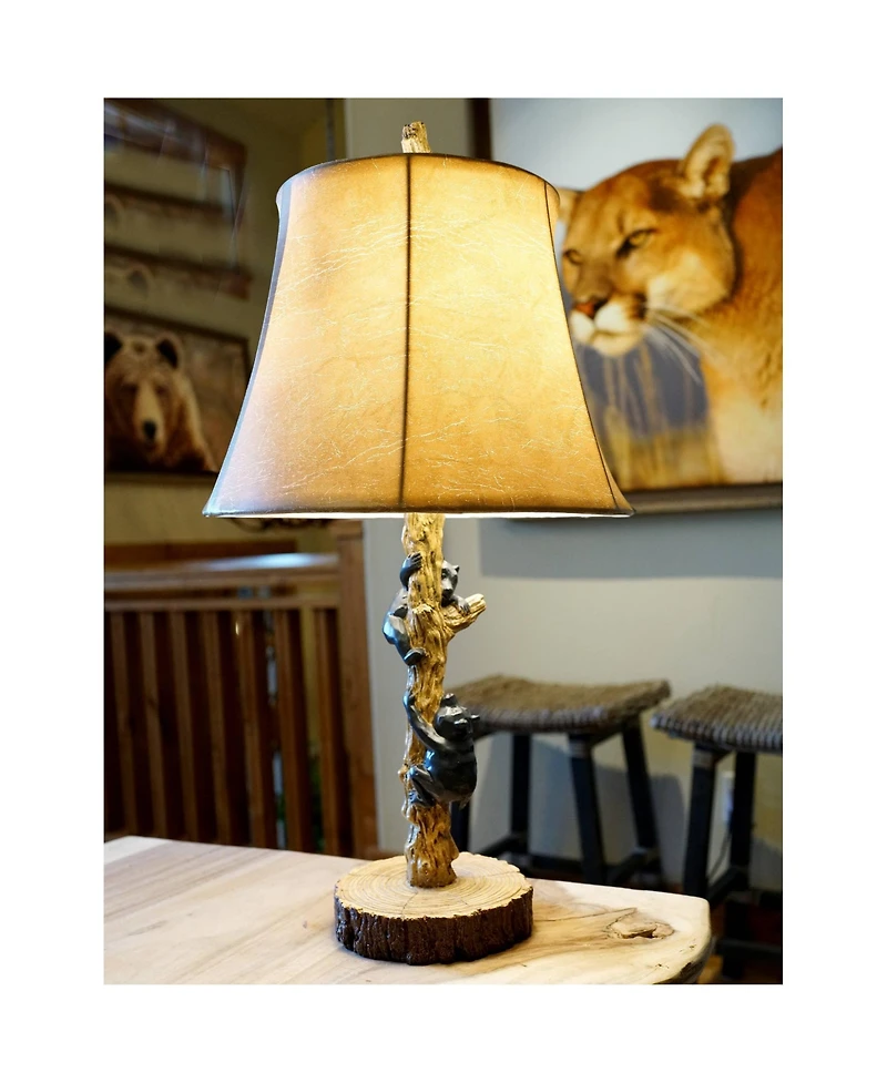 John Timberland Climbing Bears 22 1/2" High Small Rustic Style Accent Table Lamps Set of 2 Usb Port Brown Wood Finish Charging