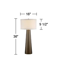 Possini Euro Design Karen Modern Table Lamp 36" Tall Dark Gold Glass with Table Top Dimmer Off White Fabric Drum Shade for Bedroom Living Room Be