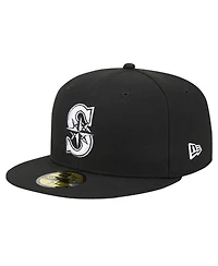 New Era Men's Black Seattle Mariners Logo 59FIFTY Fitted Hat