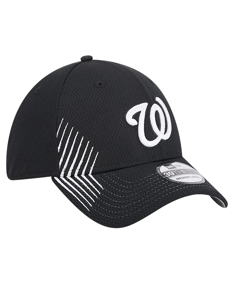 New Era Men's Black Washington Nationals Active Dash Mark 39THIRTY Flex Hat