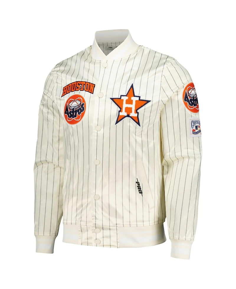Pro Standard Men's Cream Houston Astros Cooperstown Collection Pinstripe Retro Classic Satin Full-Snap Jacket
