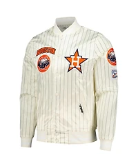 Pro Standard Men's Cream Houston Astros Cooperstown Collection Pinstripe Retro Classic Satin Full-Snap Jacket