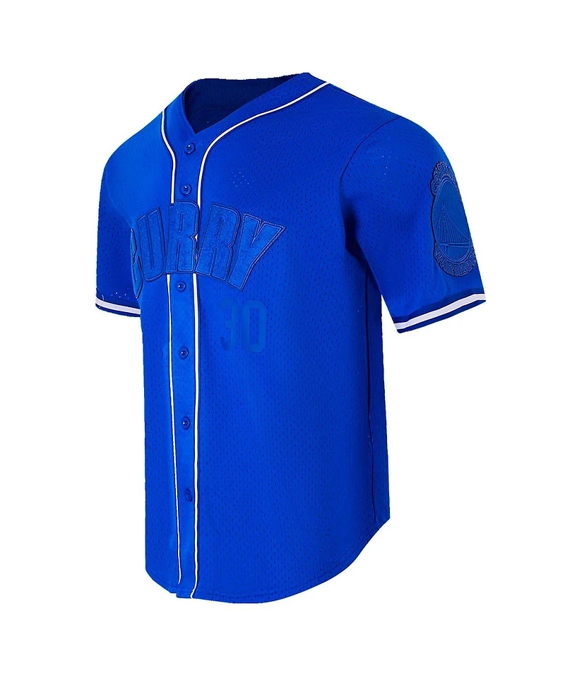 Pro Standard Men's Stephen Curry Royal Golden State Warriors Triple Tonal Mesh Button-Up Top