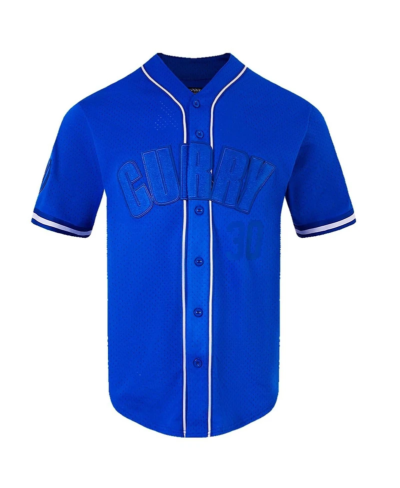Pro Standard Men's Stephen Curry Royal Golden State Warriors Triple Tonal Mesh Button-Up Top