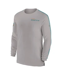 Nike Men's Gray Miami Dolphins Sideline Coach Uv Performance Long Sleeve T-Shirt
