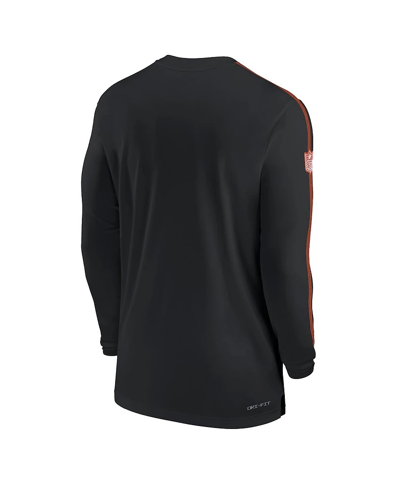 Nike Men's Black Cincinnati Bengals Sideline Coach Uv Performance Long Sleeve T-Shirt