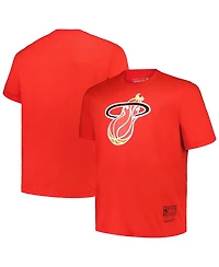 Mitchell & Ness Men's Red Miami Heat Big Tall Hardwood Classics Vintage-like Logo T-Shirt