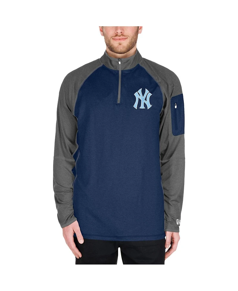 New Era Men's Navy New York Yankees Father's Day Raglan Quarter-Zip Top