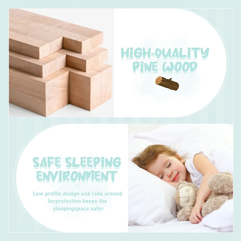 Streamdale Natural Floor Bed with Safety Rails for Kids