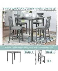 Streamdale Furniture Elegant 5-Piece Solid Wood Counter Height Dining Table Set
