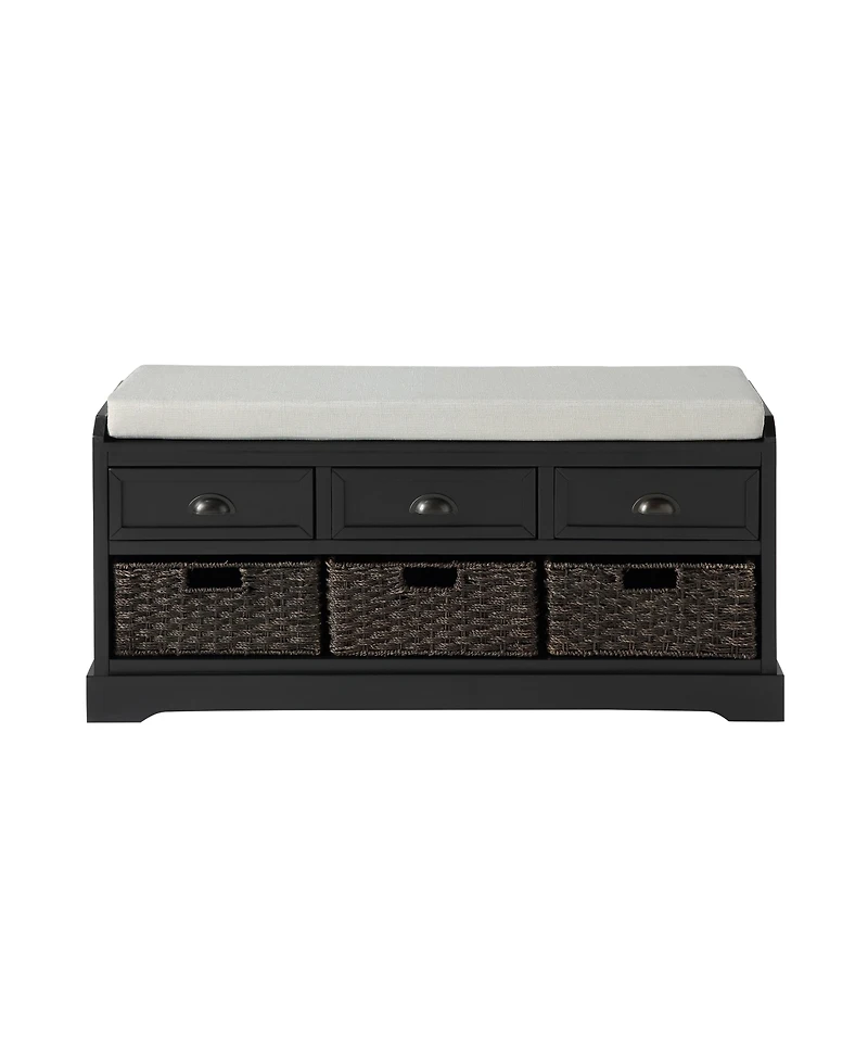 Streamdale Homes Collection Wood Storage Bench with 3 Drawers and Baskets