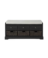 Streamdale Homes Collection Wood Storage Bench with 3 Drawers and Baskets