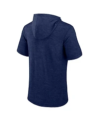 Fanatics Men's Heather Navy Milwaukee Brewers Push Short Sleeve Pullover Hoodie